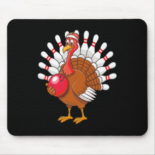 Thanksgiving Turkey Bowling Pin Matching Team Mouse Pad