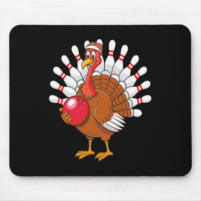 Thanksgiving Turkey Bowling Pin Matching Team  Mouse Pad (Front)