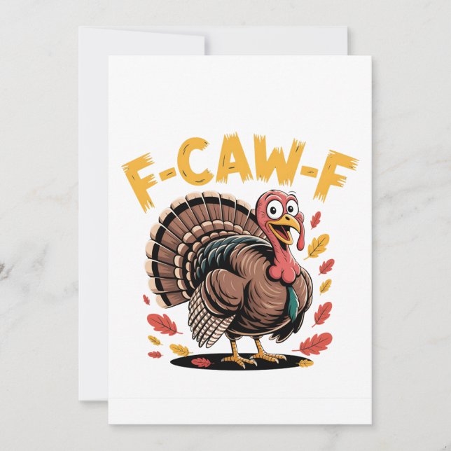 Thanksgiving Turkey Cawing F-Caw-F Funny Crow Save The Date (Front)