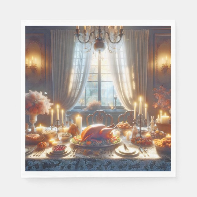 Thanksgiving Turkey Centerpiece Napkin (Front)