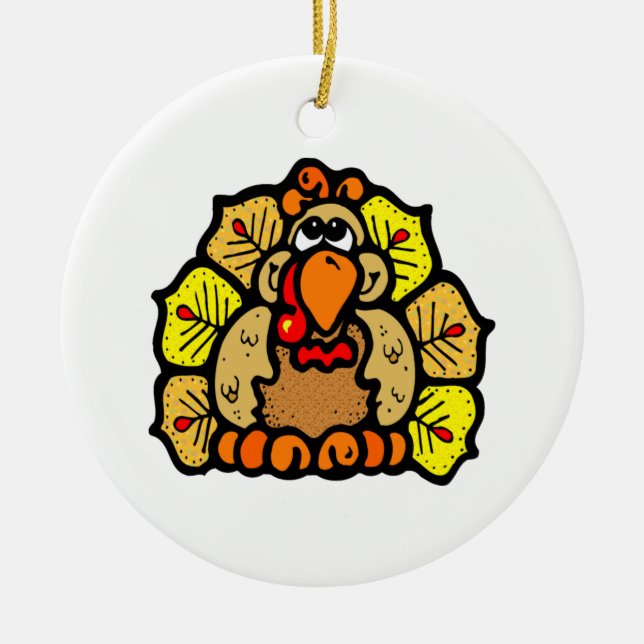 Thanksgiving Turkey Ceramic Ornament (Front)