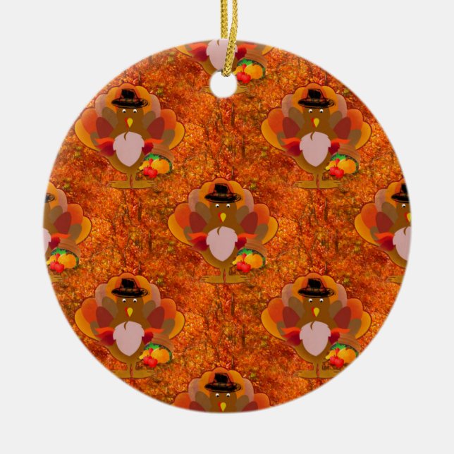 thanksgiving turkey ceramic tree decoration (Front)