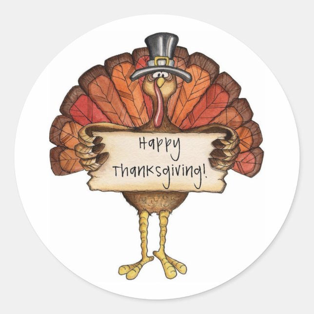 Thanksgiving Turkey Classic Round Sticker (Front)