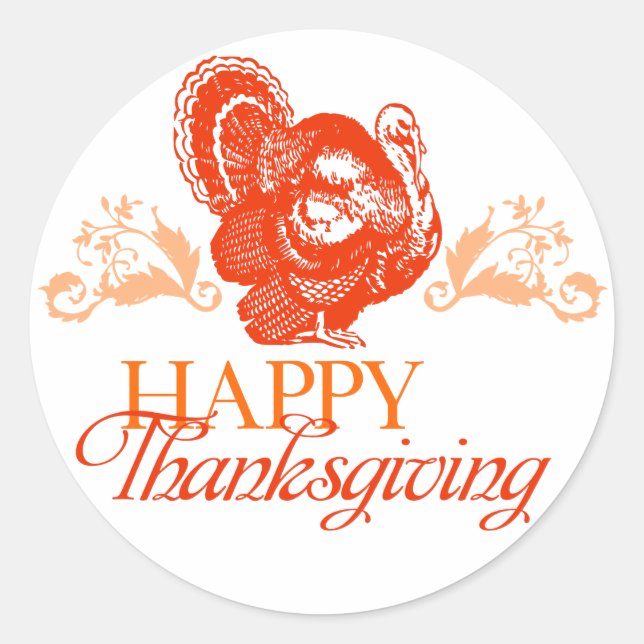 Thanksgiving Turkey Classic Round Sticker (Front)