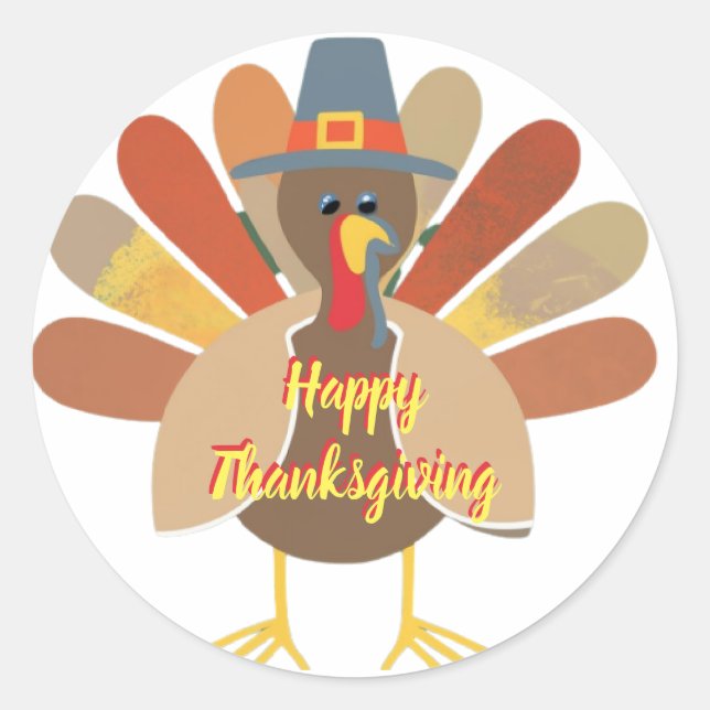 Thanksgiving Turkey Classic Round Sticker (Front)