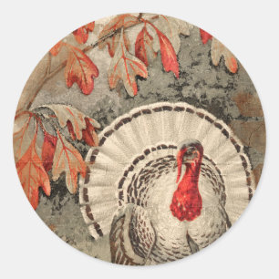 Thanksgiving Turkey Classic Round Sticker