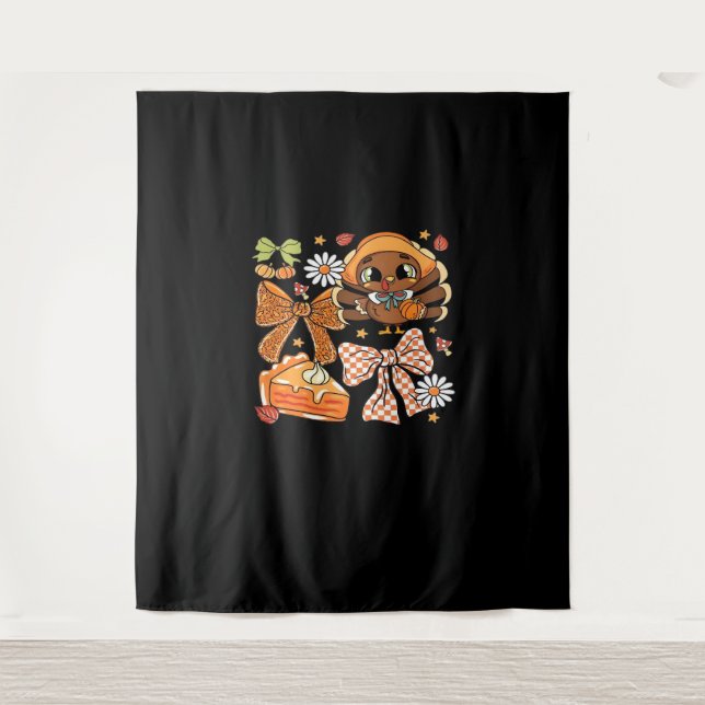 Thanksgiving Turkey Coquette Classic T-Shirt Tapestry (Front)