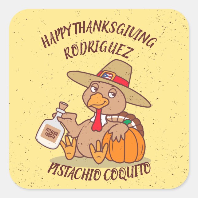 Thanksgiving Turkey Coquito  Square Sticker (Front)