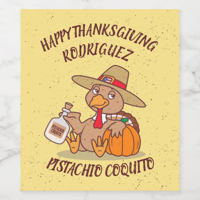 Thanksgiving Turkey Coquito Wine Label (Single Label)