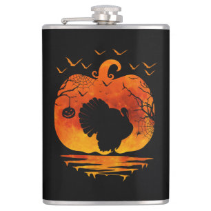 THANKSGIVING TURKEY COSTUME PUMPKIN FALL SEASON HIP FLASK
