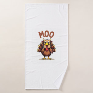 Thanksgiving Turkey cow moo Funny Men Women Thanks Bath Towel