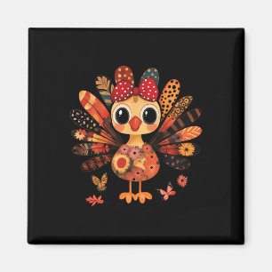 Thanksgiving Turkey Cute Coquette Bow Girl Kid Wom Magnet
