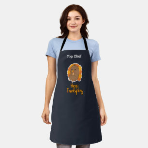 Thanksgiving Turkey_Cute Customisable Grey Apron