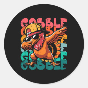 Thanksgiving Turkey Dab Gobble Funny Toddler Boys Classic Round Sticker