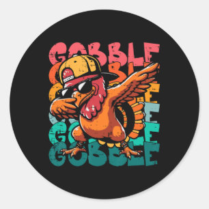 Thanksgiving Turkey Dab Gobble Funny Toddler Boys Classic Round Sticker