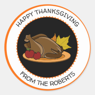 Thanksgiving Turkey Day Orange Classic Round Stick Classic Round Sticker