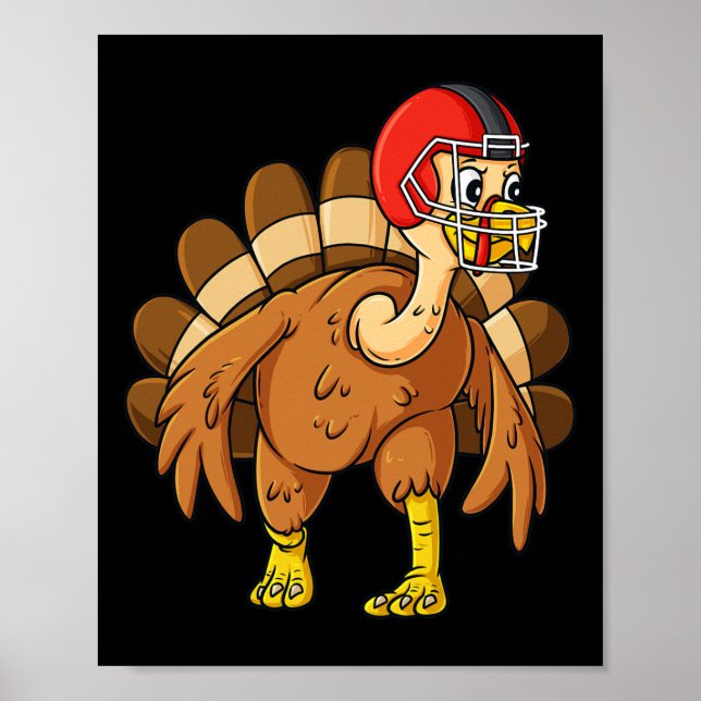 Thanksgiving Turkey Defensive End Football Boys Ki Poster (Front)