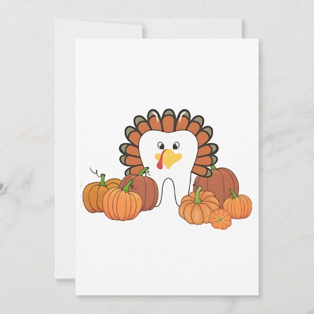Thanksgiving Turkey Dental Dentist Teeth  Invitation (Front)