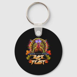 Thanksgiving Turkey Dj Pilgrim Rave The Feast Key Ring