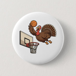 Thanksgiving Turkey Dunking Basketball Funny 6 Cm Round Badge