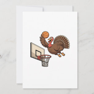 Thanksgiving Turkey Dunking Basketball Funny Card