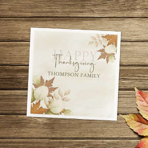 Thanksgiving Turkey Elegant Greenery Foliage Paper Napkin
