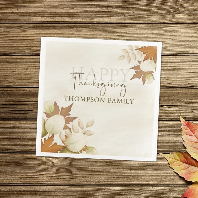 Thanksgiving Turkey Elegant Greenery Foliage Paper Napkin (Creator Uploaded)