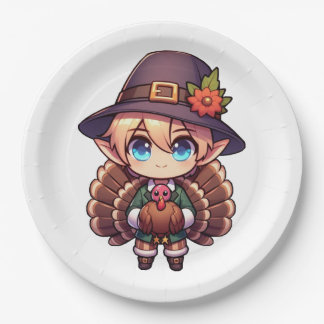 Thanksgiving Turkey Elf Paper Plate
