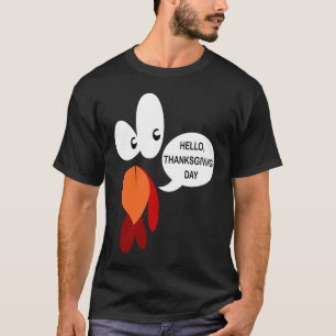 Thanksgiving Turkey Face Bow Tie Hello Friendsgivi T-Shirt