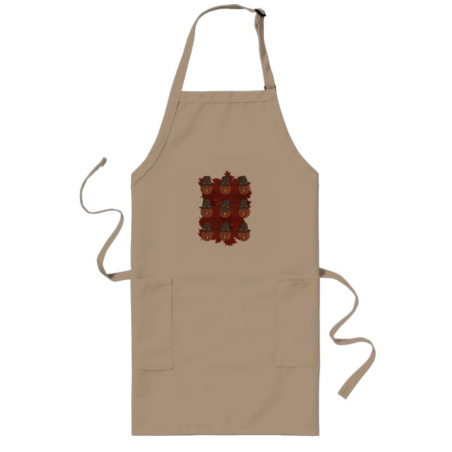 Thanksgiving Turkey Face Emoji Gift Long Apron (Front)