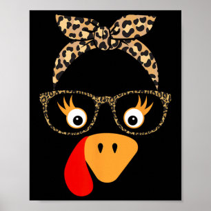 Thanksgiving Turkey Face Leopard Gles For Women Gi Poster