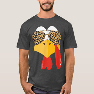 Thanksgiving Turkey Face Leopard Print Glasses men T-Shirt