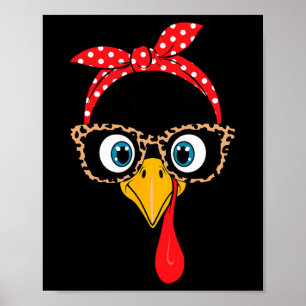 Thanksgiving Turkey Face Leopard Print Gles Women