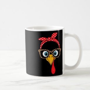 Thanksgiving Turkey Face Leopard Print Gles Women  Coffee Mug