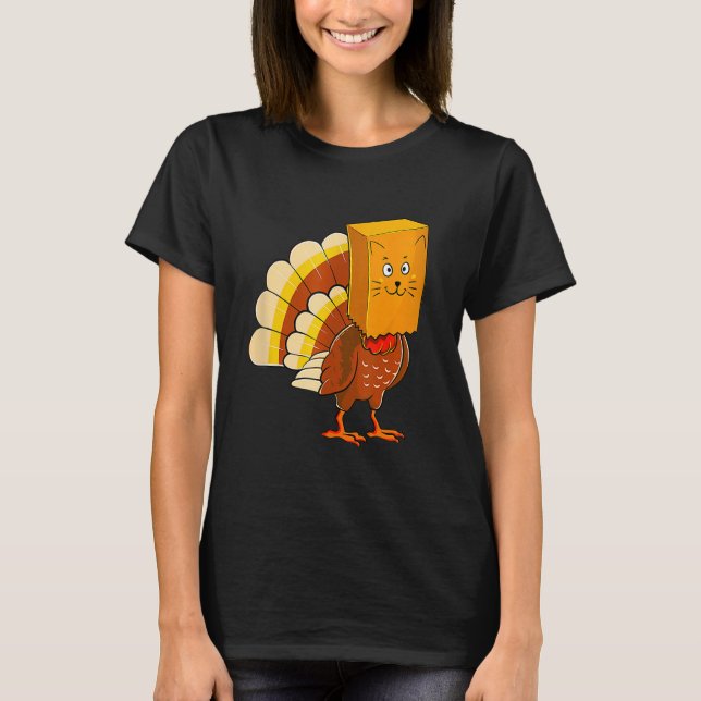 Thanksgiving Turkey Fake Cat Meow  Cat Thanksgivin T-Shirt (Front)