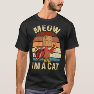 Thanksgiving Turkey Fake Cat Retro Vinage Cats T-Shirt