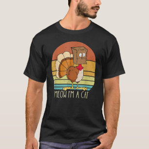 Thanksgiving Turkey Fake Cat Retro Women Men Kid T-Shirt