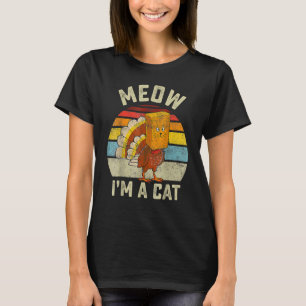 Thanksgiving  Turkey Fake Cat Retro Women Men Kids T-Shirt