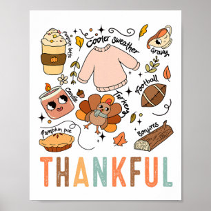 Thanksgiving Turkey Fall Thankful Graphic Familywo Poster