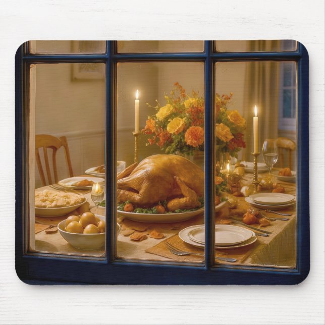 Thanksgiving Turkey Feast In Window Mouse Pad (Front)