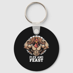 Thanksgiving Turkey Flex And Feast Motivation Gym  Key Ring