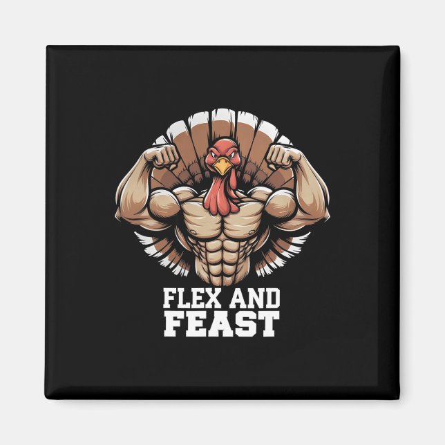 Thanksgiving Turkey Flex And Feast Motivation Gym  Magnet (Front)