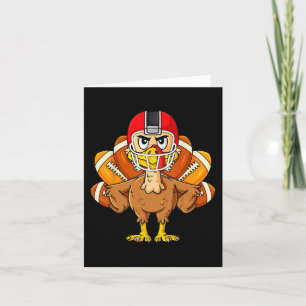 Thanksgiving Turkey Football Player Fun Boys Girls Card