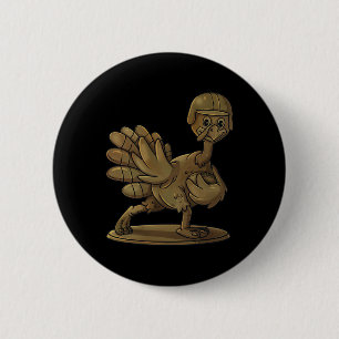 Thanksgiving Turkey Football Player Trophy Award 6 Cm Round Badge