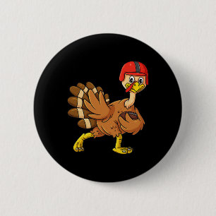 Thanksgiving Turkey Football Player Trophy Award P 6 Cm Round Badge