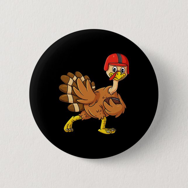 Thanksgiving Turkey Football Player Trophy Award P 6 Cm Round Badge (Front)