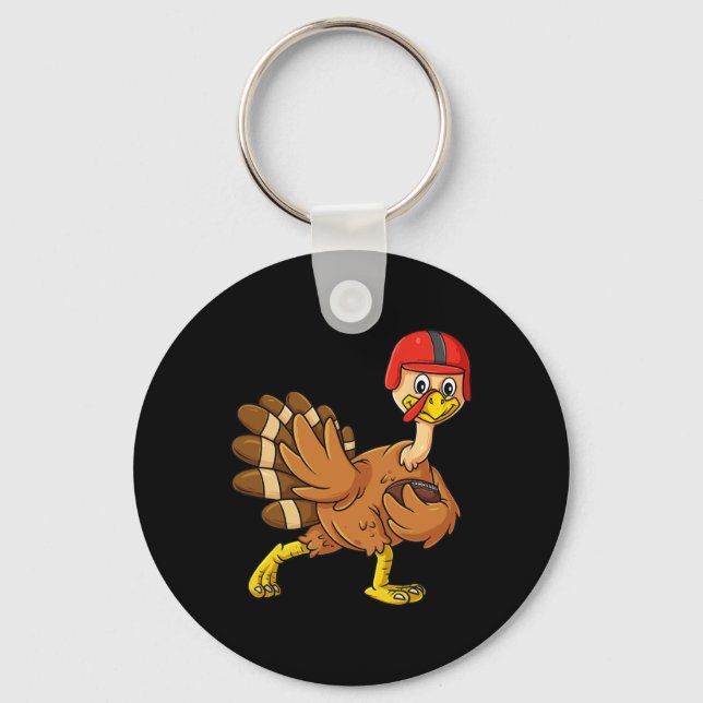 Thanksgiving Turkey Football Player Trophy Award P Key Ring (Front)