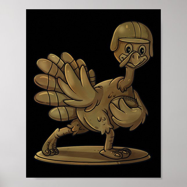 Thanksgiving Turkey Football Player Trophy Award  Poster (Front)