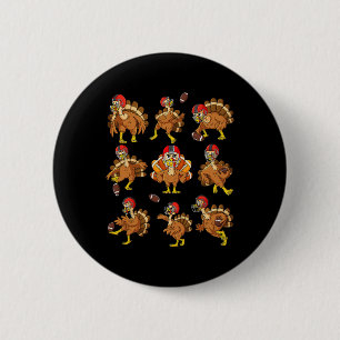 Thanksgiving Turkey Football Players Quarterback R 6 Cm Round Badge