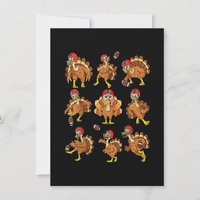 Thanksgiving Turkey Football Players Quarterback R Invitation (Front)